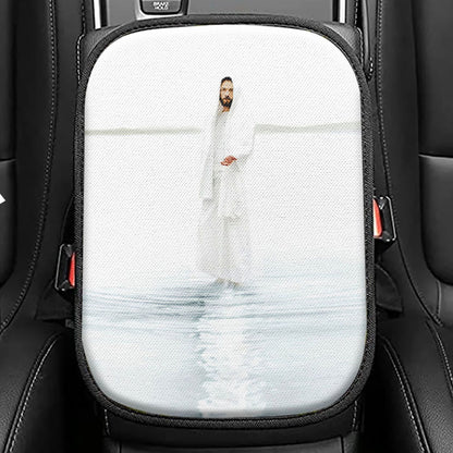Jesus Walk On Water Seat Box Cover, Jesus Car Center Console Cover, Jesus Car Interior Accessories