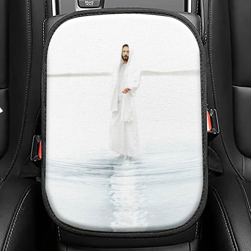 Jesus Walk On Water White Seat Box Cover, White Jesus Pictures, Christian Interior Car Accessories