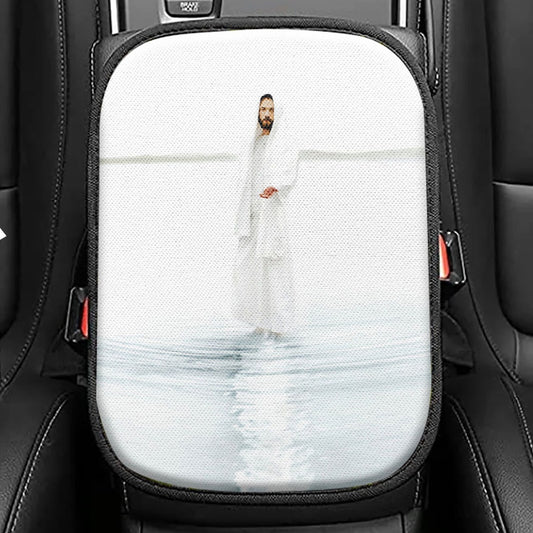 Jesus Walk On Water White Seat Box Cover, White Jesus Pictures, Christian Interior Car Accessories