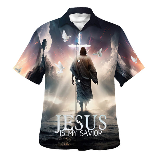 Jesus Walk Water Jesus Is My Savior Hawaiian Shirt - Christian Hawaiian Shirt - Religious Hawaiian Shirts