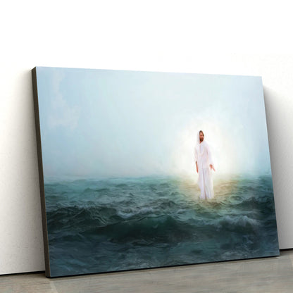 Jesus Walking Across A Stormy Sea Canvas Art - Jesus Christ Pictures - Jesus Wall Art - Christian Wall Decor