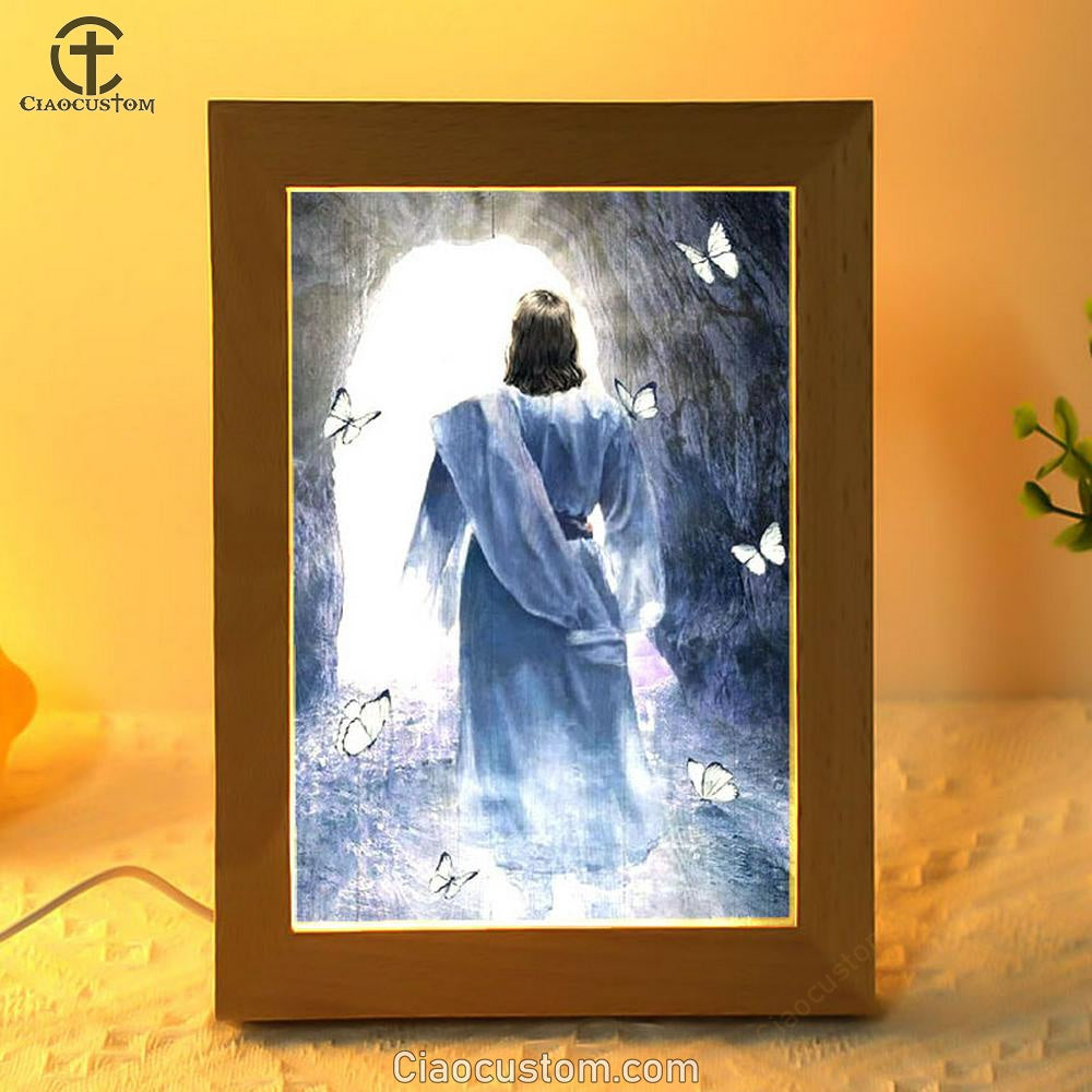 Jesus Walking, Butterfly, Path To Heaven, Cave Painting Frame Lamp