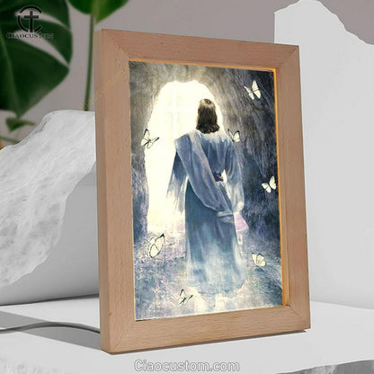 Jesus Walking, Butterfly, Path To Heaven, Cave Painting Frame Lamp