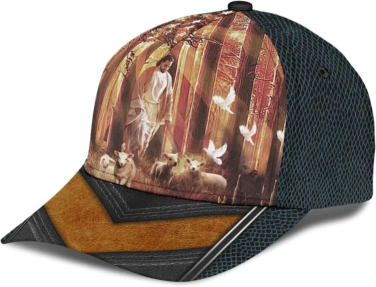 Jesus Walking In Forest With Lamb Classic Hat All Over Print - Christian Hats for Men and Women