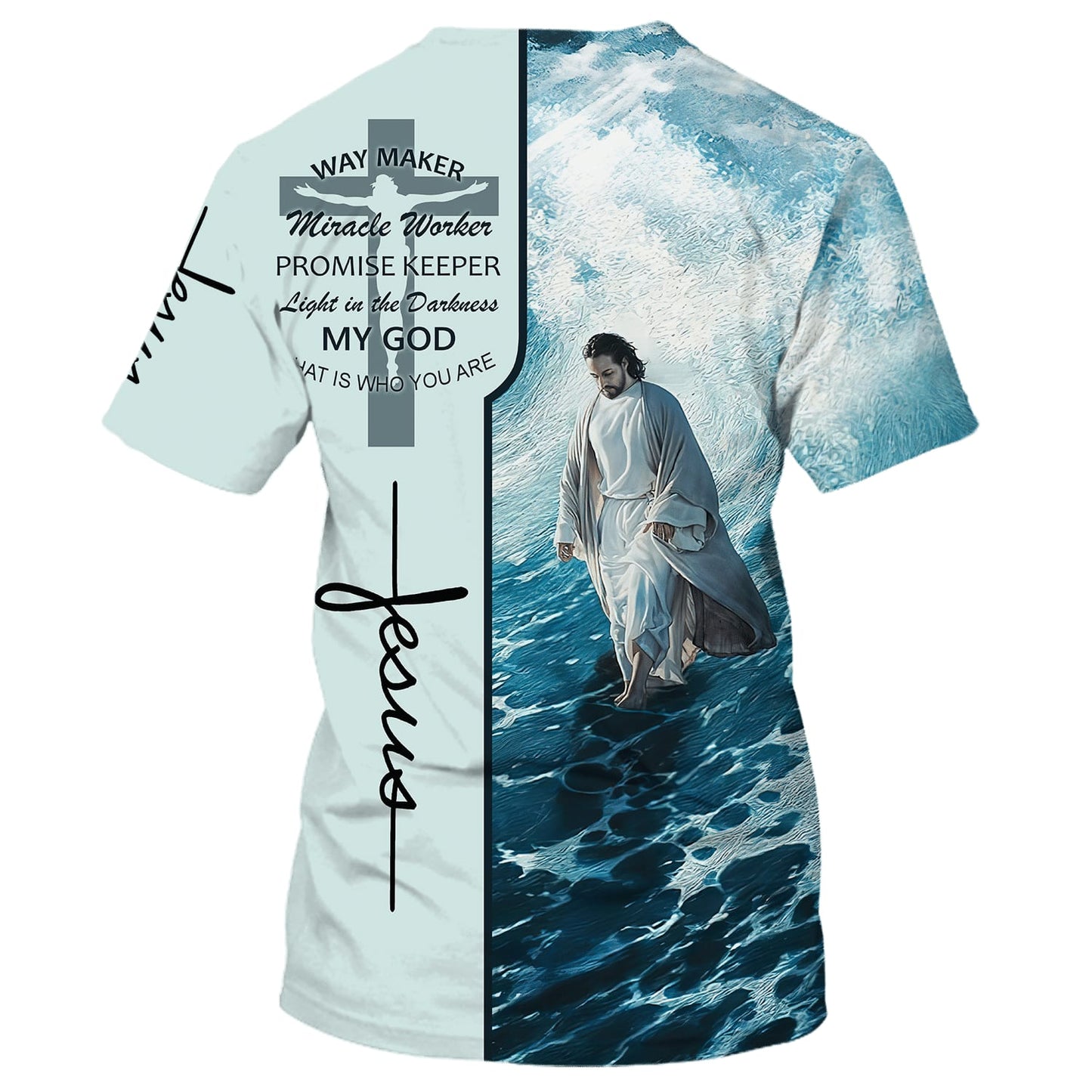 Jesus Walking On The Beach Shirts - Way Maker Miracle Worker 3d Shirts - Christian T Shirts For Men And Women