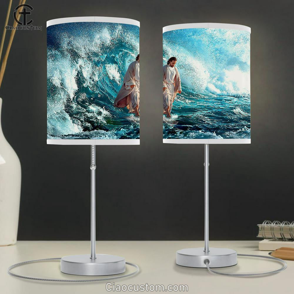 Jesus Walking On The Sea Table Lamp For Bedroom - Jesus Christ Table Lamp - Christian Table Lamp Prints