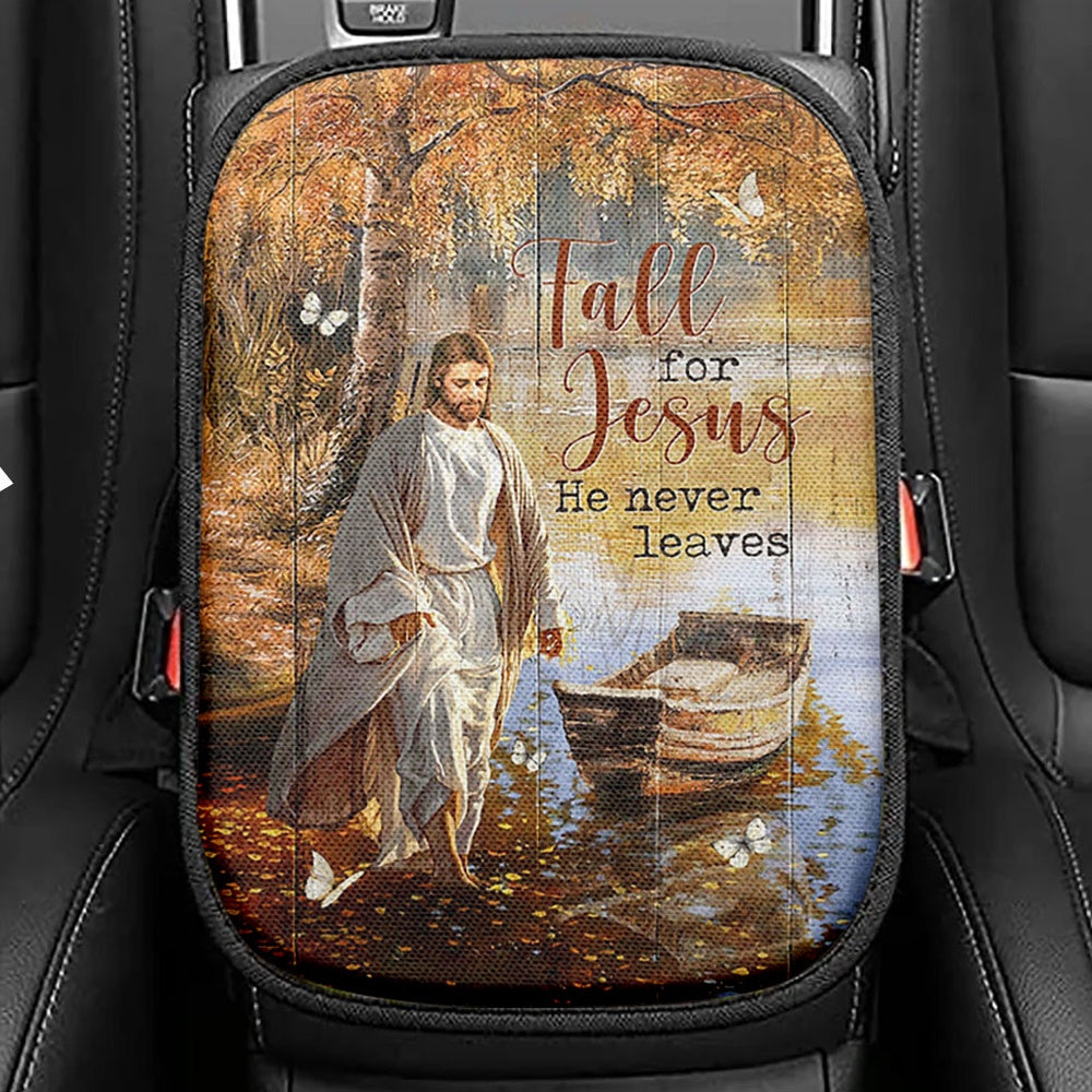 Jesus Walking On The Water 1 Seat Box Cover, Jesus Car Center Console Cover, Christian Car Interior Accessories