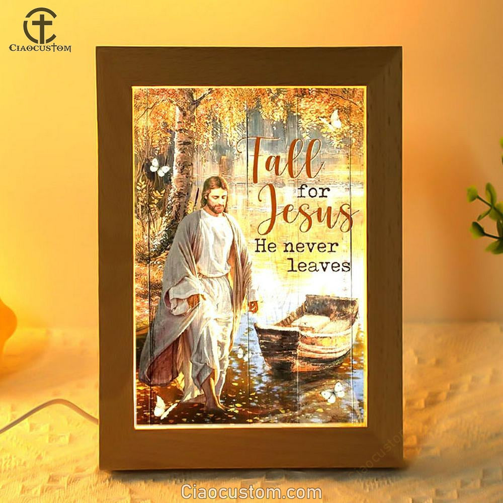 Jesus Walking On The Water, Beautiful Lake, Fall For Jesus Frame Lamp