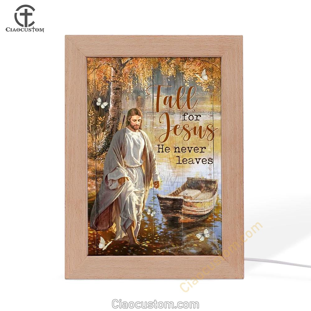 Jesus Walking On The Water, Beautiful Lake, Fall For Jesus Frame Lamp