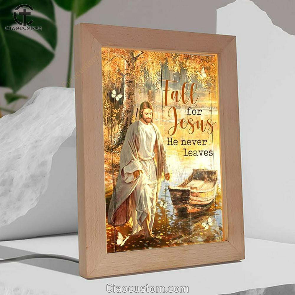 Jesus Walking On The Water, Beautiful Lake, Fall For Jesus Frame Lamp