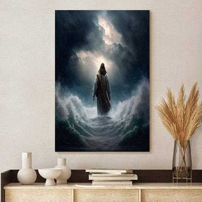 Jesus Walking On The Water During The Storm Canvas - Canvas Pictures - Jesus Canvas Art - Christian Wall Art