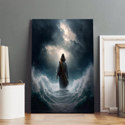 Jesus Walking On The Water During The Storm Canvas - Canvas Pictures - Jesus Canvas Art - Christian Wall Art