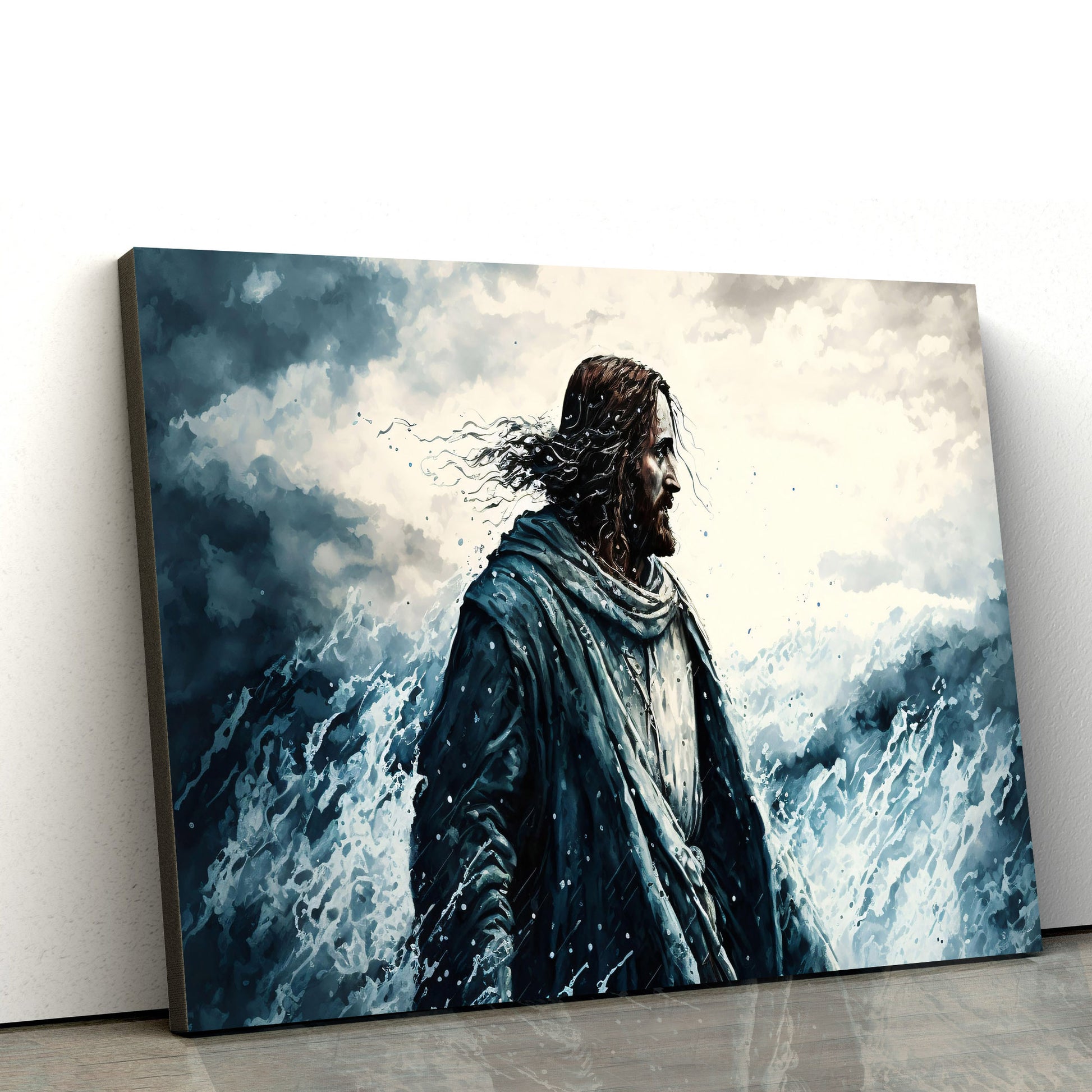 Jesus Walking On The Water During The Storm Canvas - Jesus Canvas Pictures - Christian Wall Art