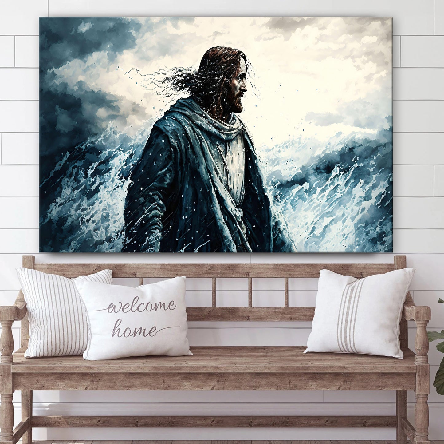 Jesus Walking On The Water During The Storm Canvas - Jesus Canvas Pictures - Christian Wall Art
