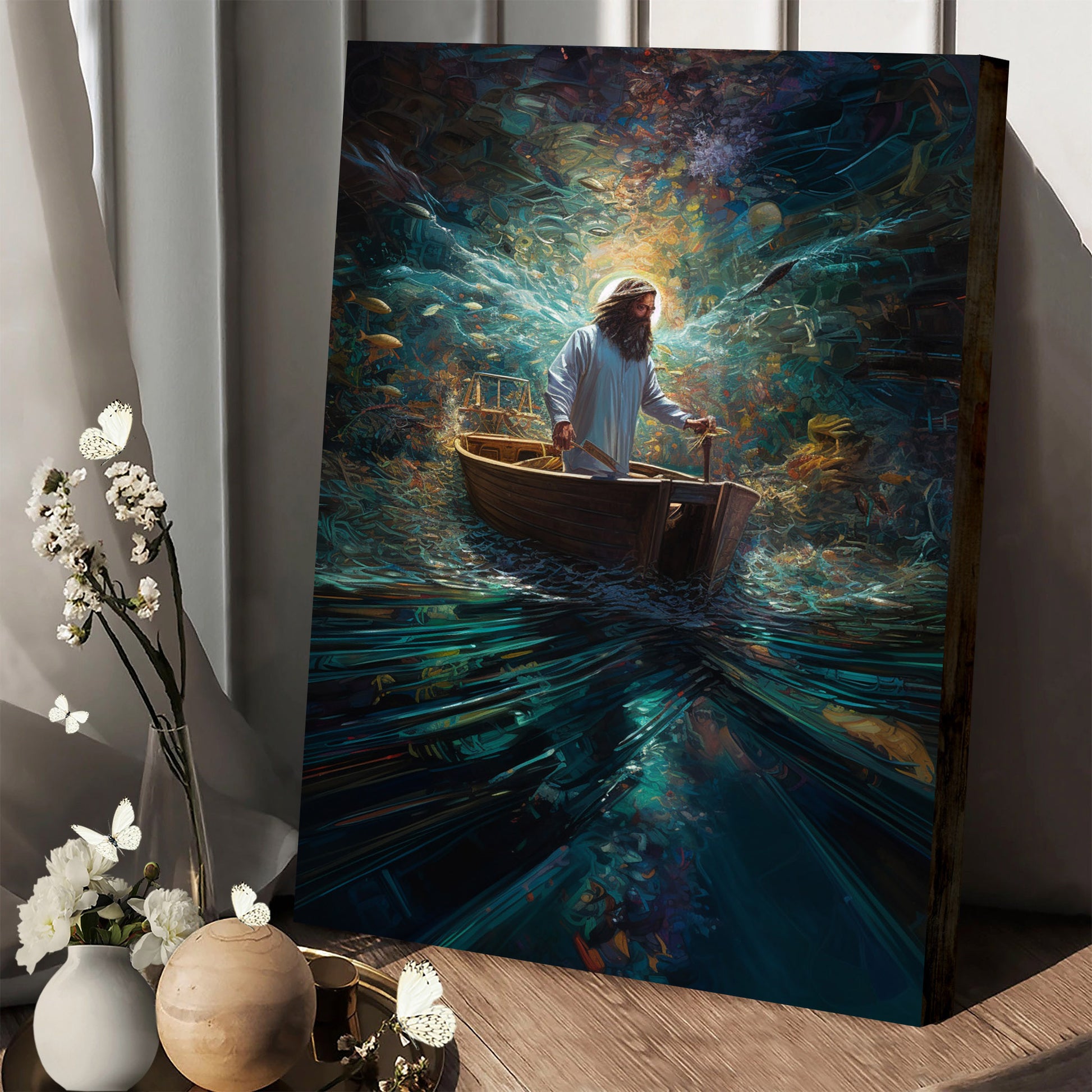 Jesus Walking On The Water On A Boat 1 - Canvas Picture - Jesus Christ Canvas - Christian Wall Art