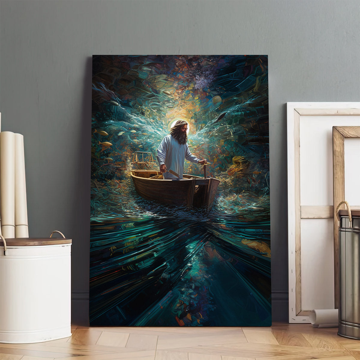 Jesus Walking On The Water On A Boat 1 - Canvas Picture - Jesus Christ Canvas - Christian Wall Art