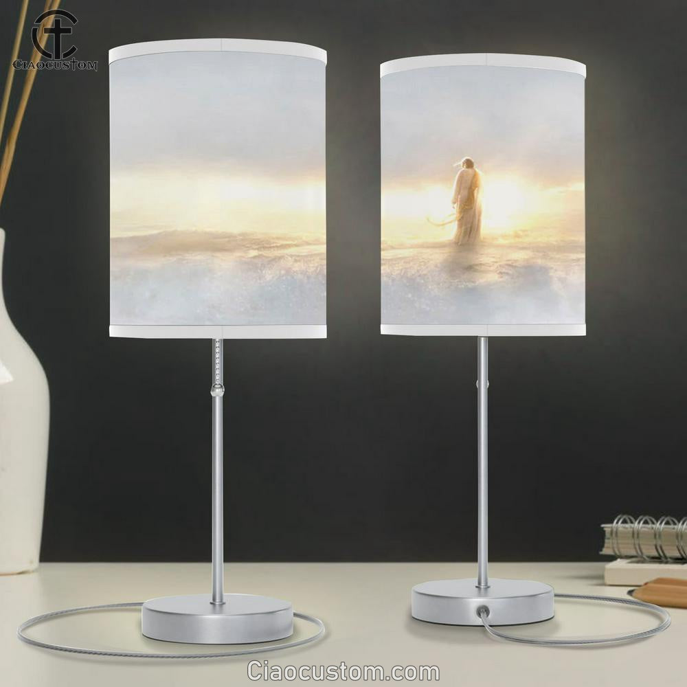 Jesus Walking On The Water Table Lamp Art - Christian Lamp Art Decor - Jesus Christ Table Lamp