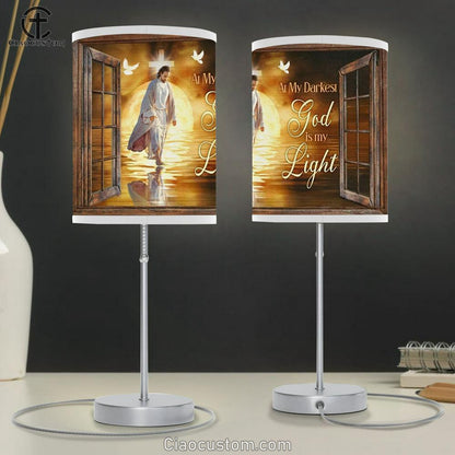 Jesus Walking On Water, Amazing Sunset, At My Darkest, God Is My Light Table Lamp