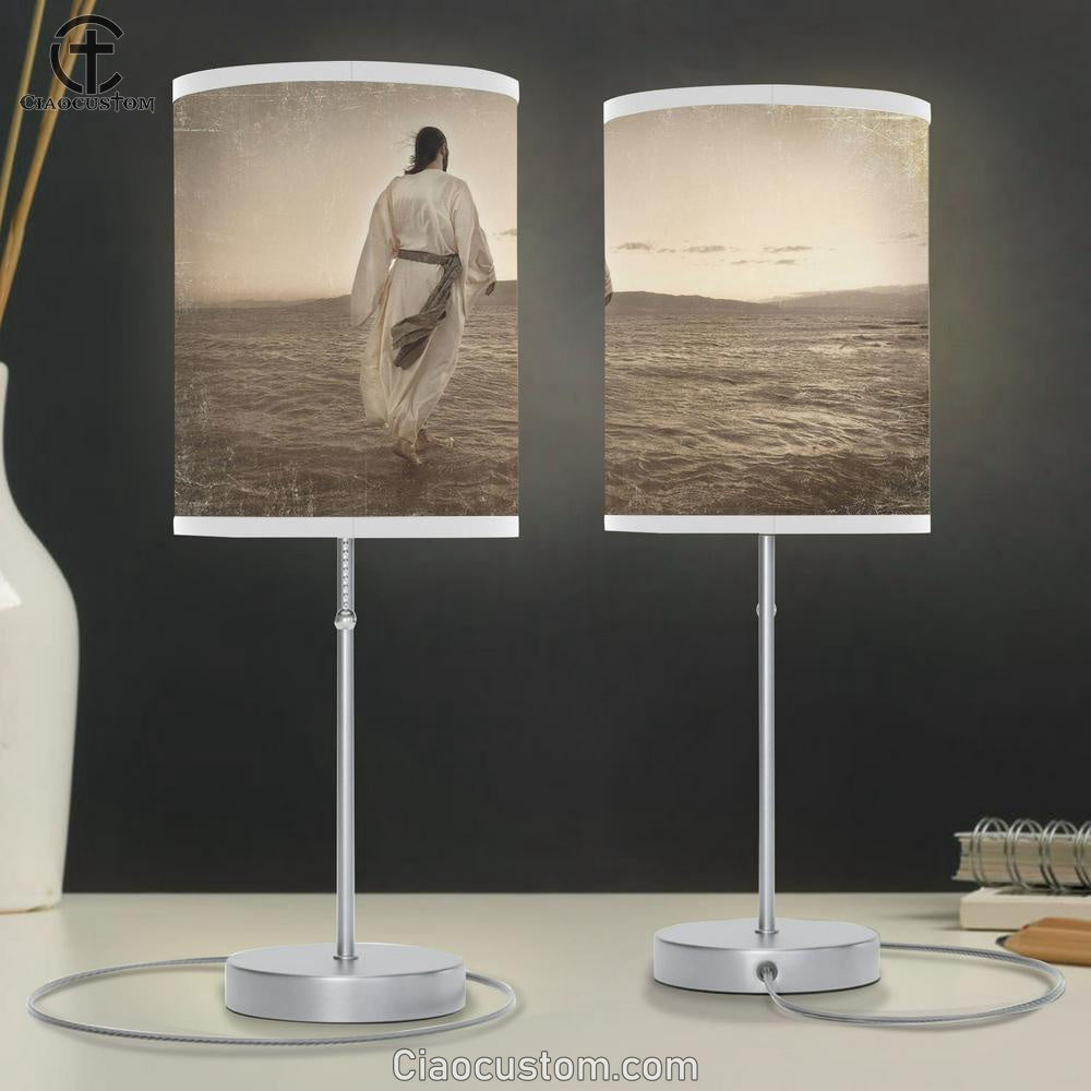 Jesus Walking On Water Art Table Lamp - Jesus Christ Picture - Christian Home Decor