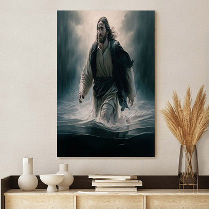 Jesus Walking On Water Canvas Prints - Jesus Christ Art - Christian Canvas Wall Decor