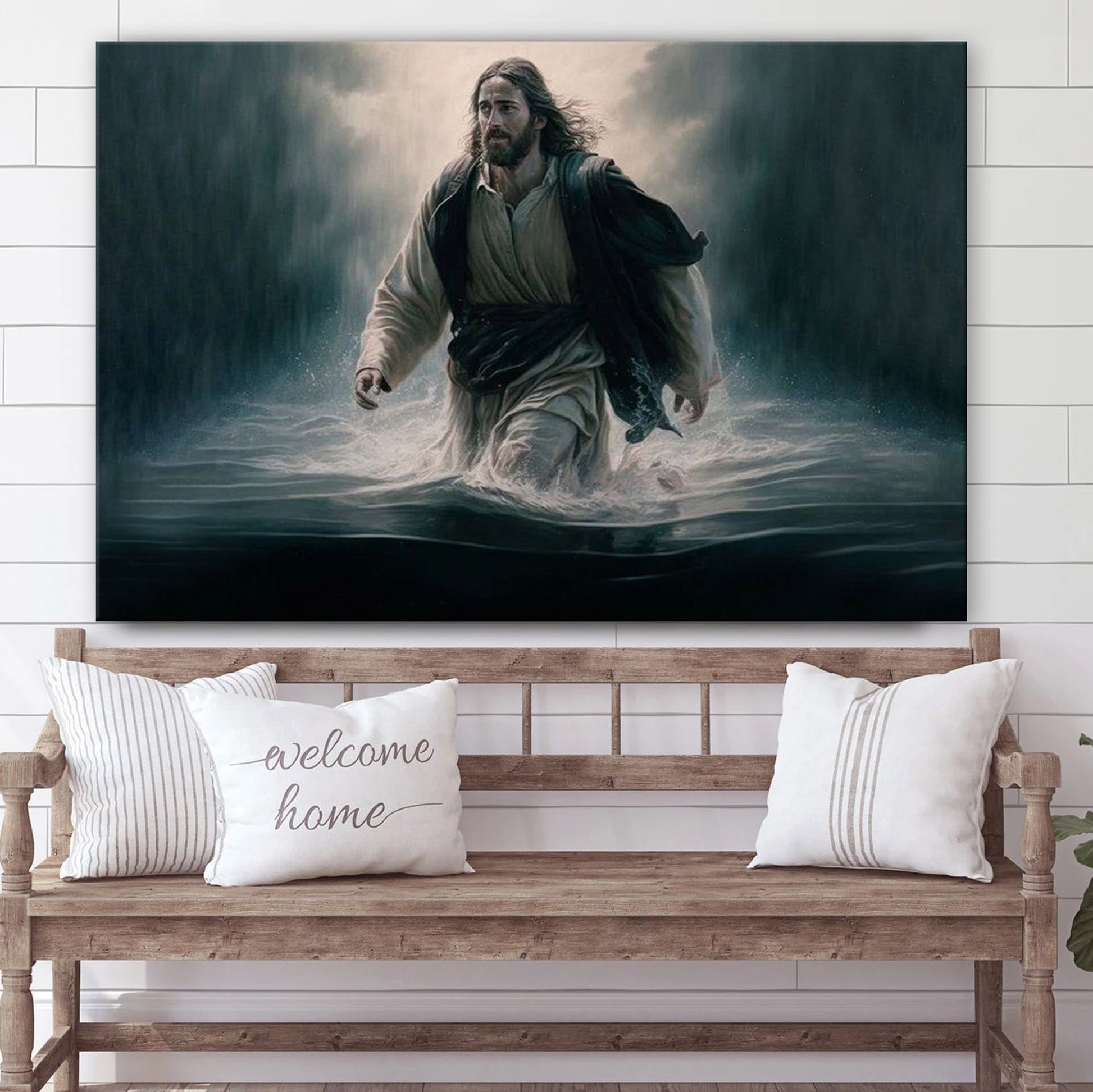 Jesus Walking On Water Canvas Wall Art - Jesus Canvas Picture - Christian Canvas Art