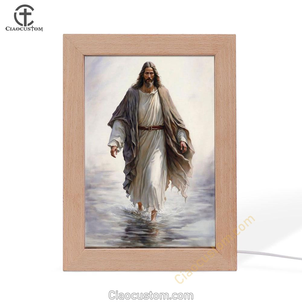 Jesus Walking On Water Frame Lamp Wall Art - Jesus Pictures - Christian Wall Decor - Jesus Frame Lamp Art