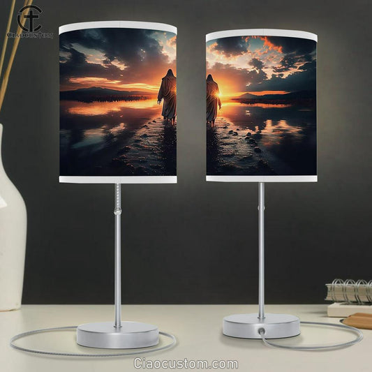 Jesus Walking On Water Lamp Art Table Lamp - Jesus Christ Picture - Christian Home Decor