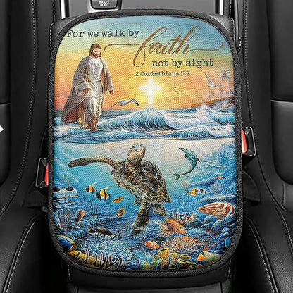 Jesus Walking On Water Seat Box Cover Painting, Jesus Car Center Console Cover, Christian Car Interior Accessories