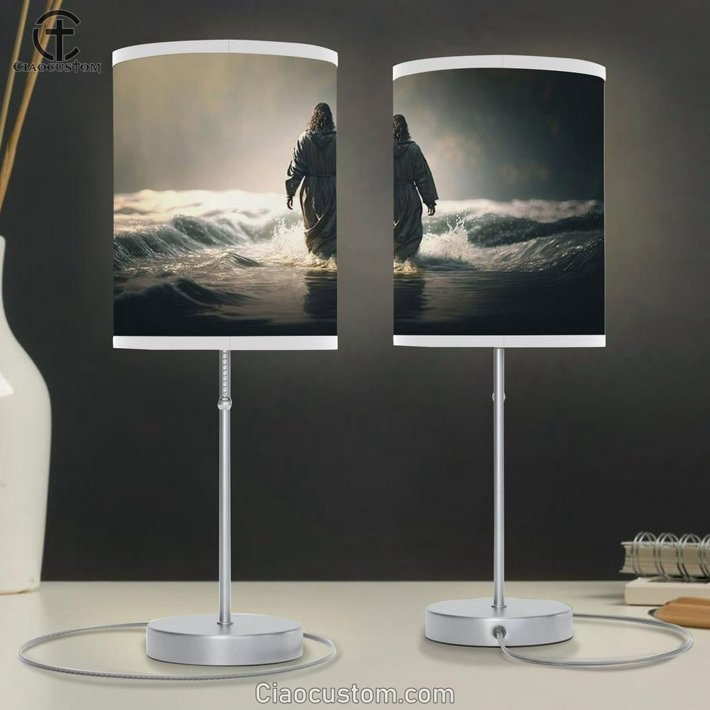 Jesus Walking On Water Table Lamp Pictures - Jesus Christ Picture - Christian Home Decor