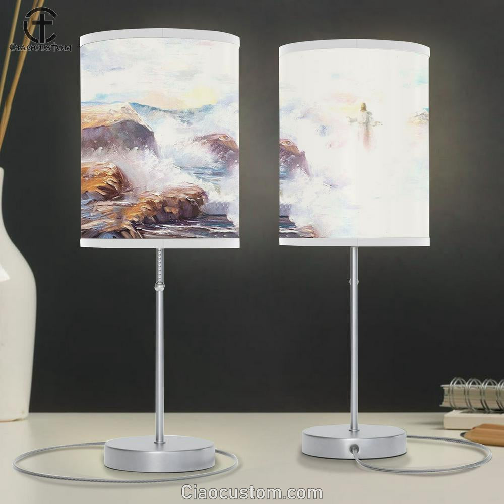Jesus Walking On Water Table Lamp Prints - Christian Lamp Art - Christian Home Decor