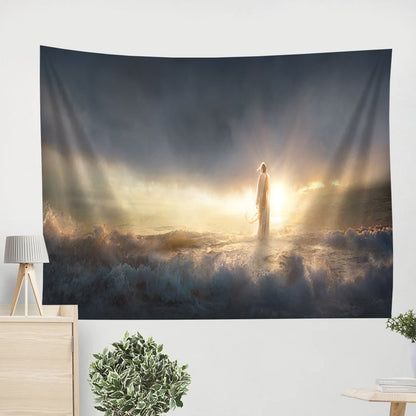 Jesus Walking On Water Tapestry - Above All Tapestry Christian - Jesus Pictures - Christian Wall Tapestry