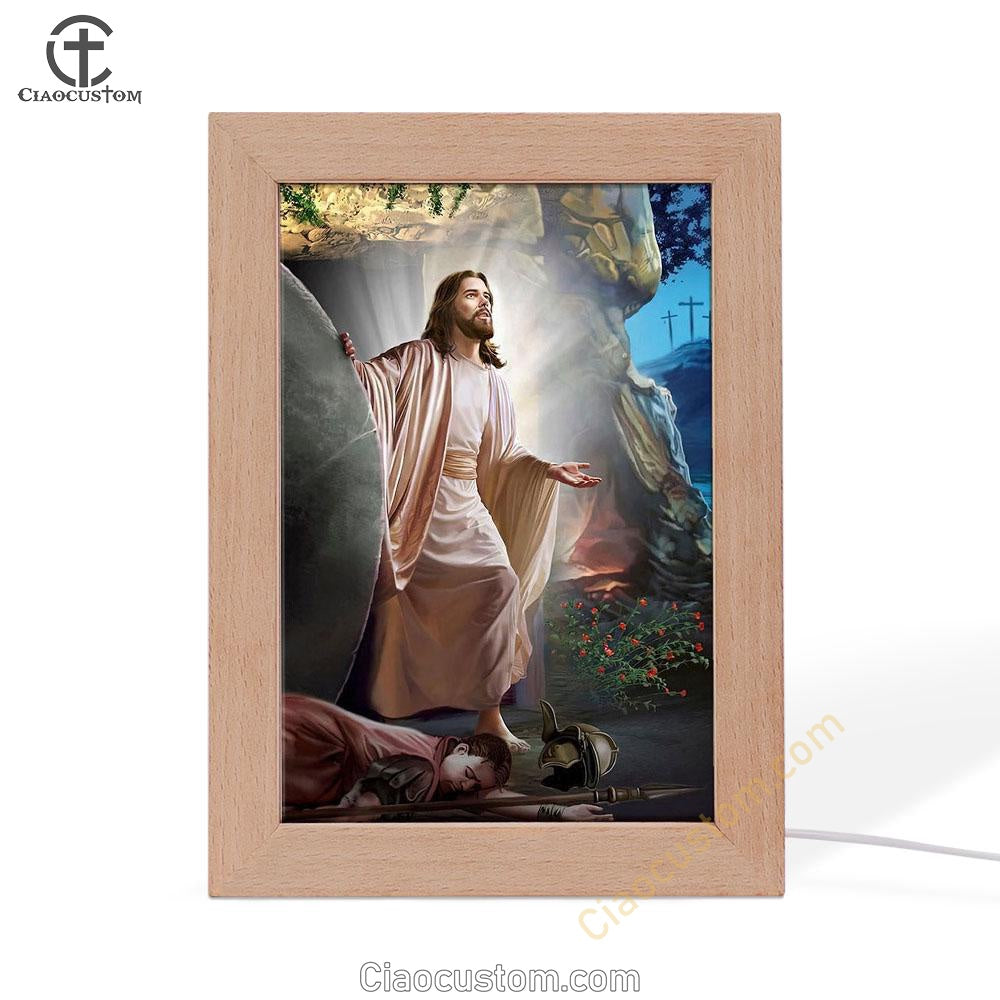 Jesus Walking Out Of Tomb Frame Lamp Pictures - Jesus Art Prints - Jesus Art - Christian Home Decor