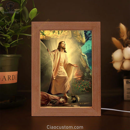 Jesus Walking Out Of Tomb Frame Lamp Pictures - Jesus Art Prints - Jesus Art - Christian Home Decor