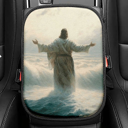 Jesus Walking Out Of Tomb Seat Box Cover, Jesus Car Center Console Cover, Jesus Car Interior Accessories