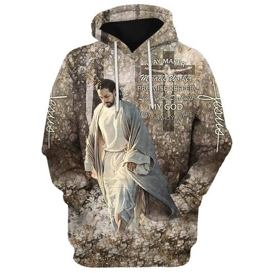 Jesus Walking Through The Fields - Way Maker Miracle Worker Hoodies - Jesus Hoodie - Men & Women Christian Hoodie - 3D Printed Hoodie