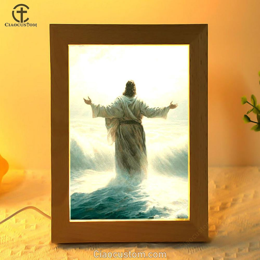 Jesus Walking Through The Sea Frame Lamp Pictures - Christian Wall Art - Jesus Frame Lamp Art