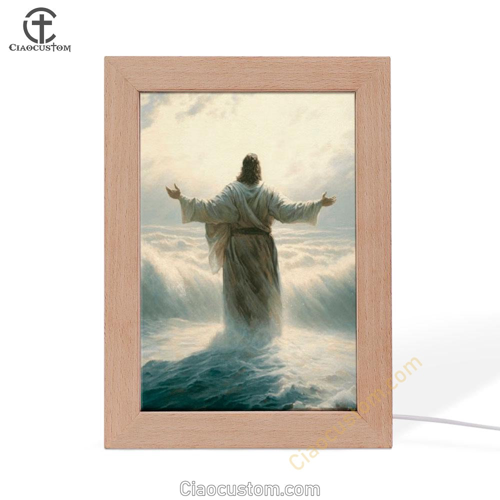 Jesus Walking Through The Sea Frame Lamp Pictures - Christian Wall Art - Jesus Frame Lamp Art