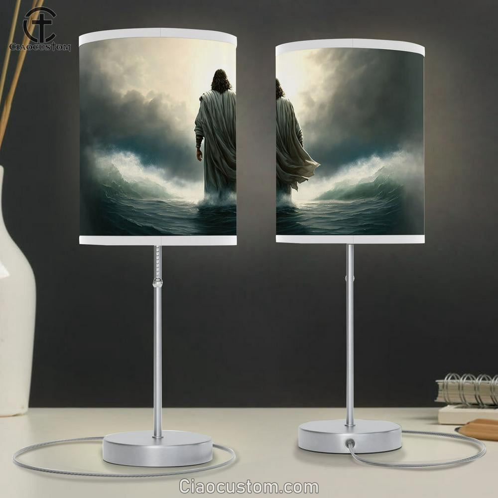 Jesus Walking Water Table Lamp Art - Jesus Christ Picture - Christian Home Decor