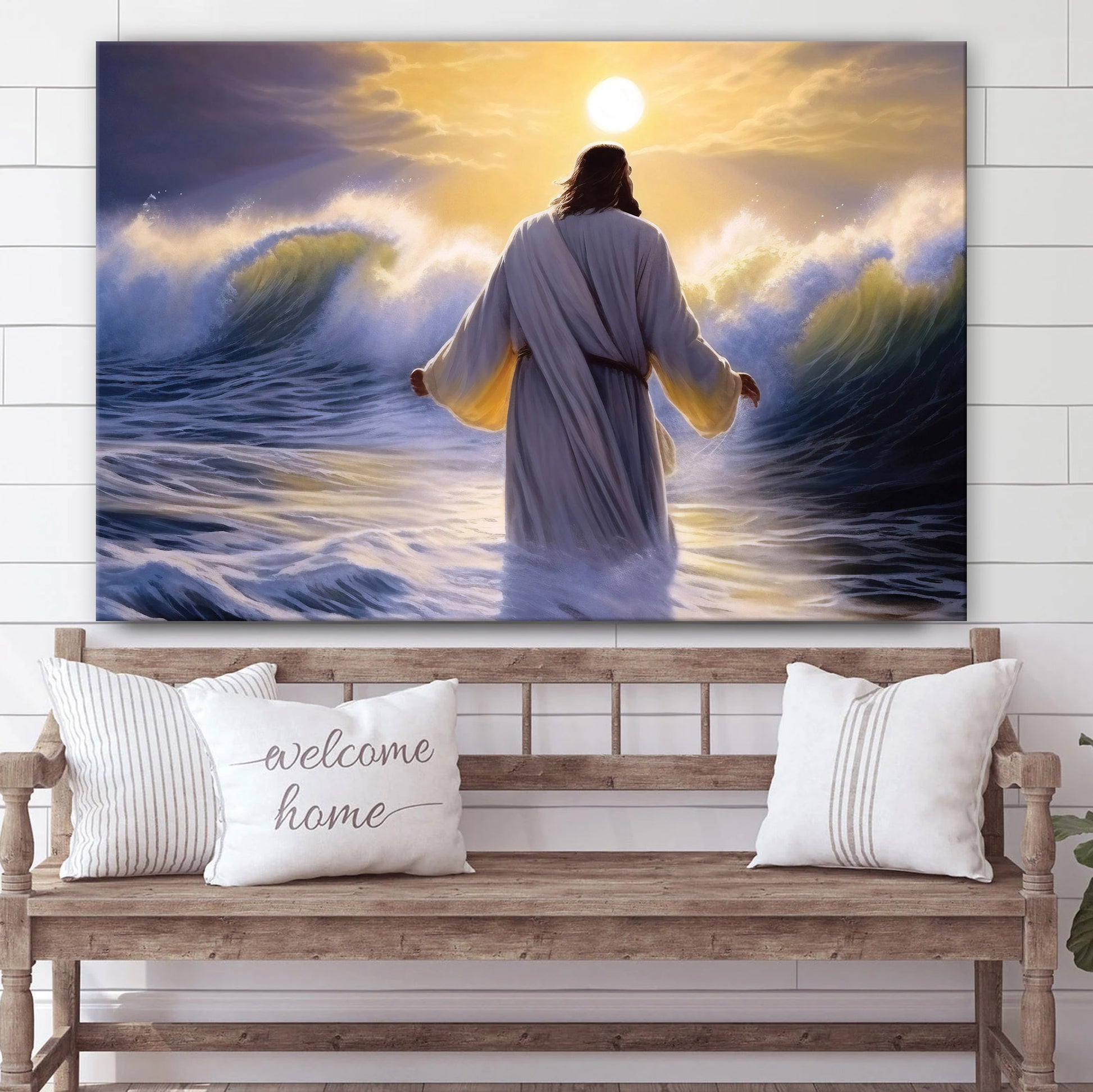 Jesus Walks On The Water Jesus Art Risen - Canvas Pictures - Jesus Canvas Art - Christian Wall Art