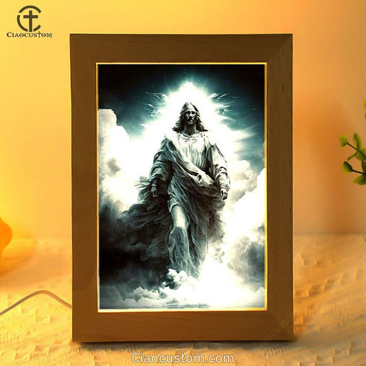 Jesus Walks On Water Frame Lamp Pictures - Christian Wall Art - Jesus Frame Lamp Art