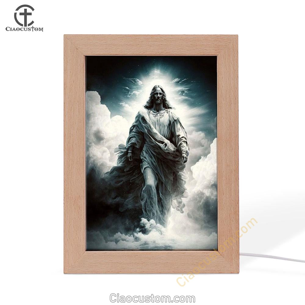 Jesus Walks On Water Frame Lamp Pictures - Christian Wall Art - Jesus Frame Lamp Art