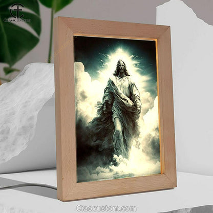 Jesus Walks On Water Frame Lamp Pictures - Christian Wall Art - Jesus Frame Lamp Art