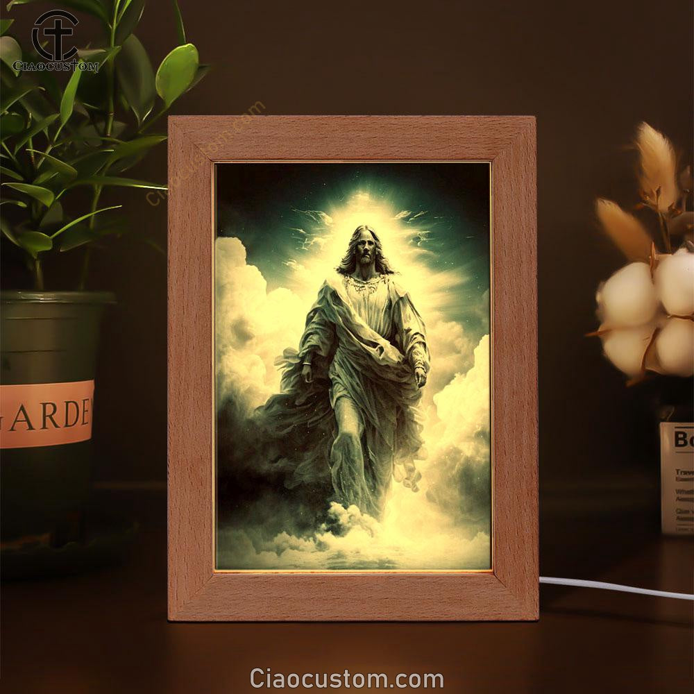 Jesus Walks On Water Frame Lamp Pictures - Christian Wall Art - Jesus Frame Lamp Art