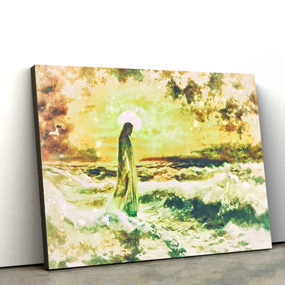 Jesus Walks On Water Painting Canvas Wall Art - Jesus Portrait Picture - Religious Gift - Christian Wall Art Decor