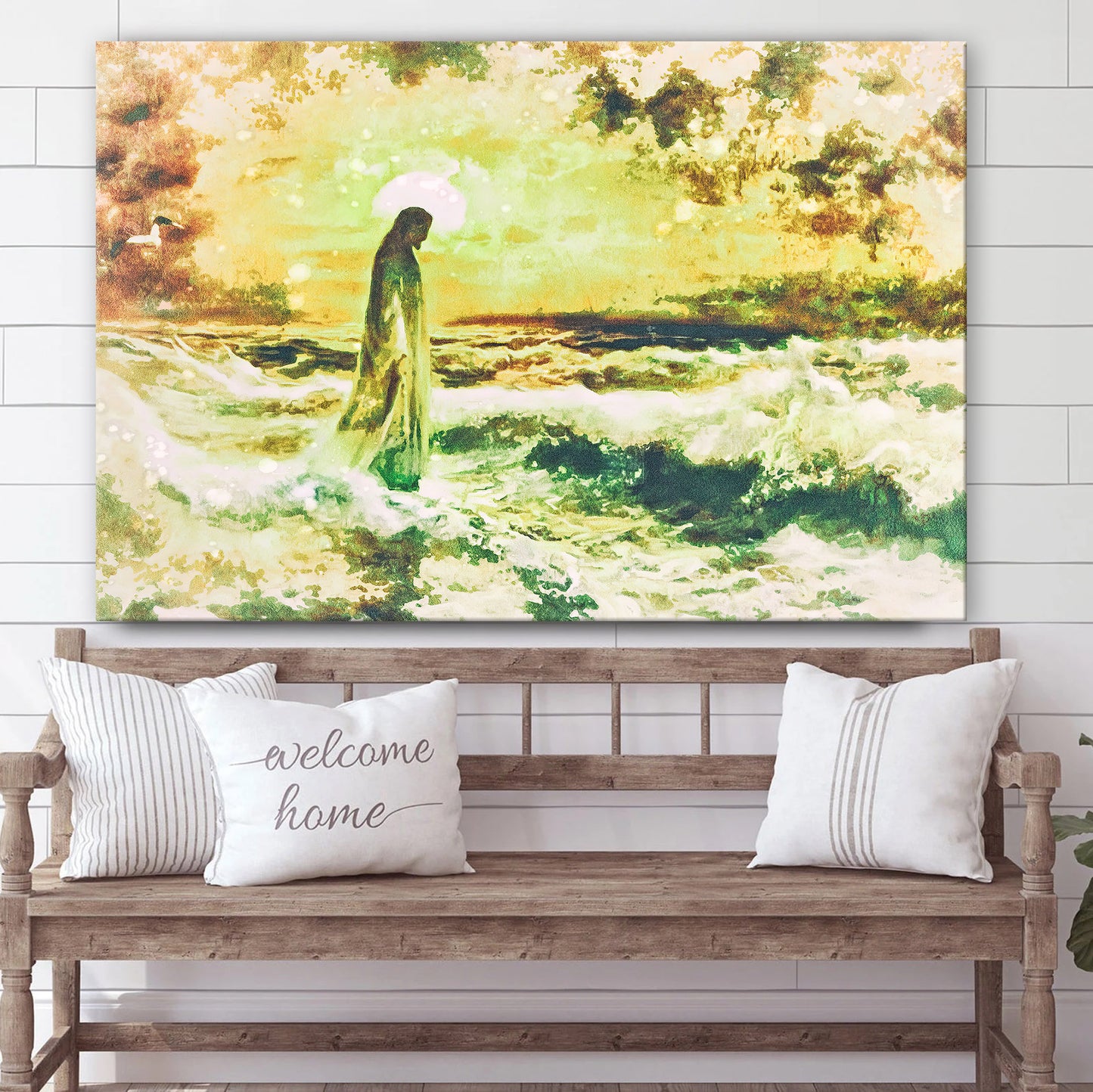 Jesus Walks On Water Painting Canvas Wall Art - Jesus Portrait Picture - Religious Gift - Christian Wall Art Decor