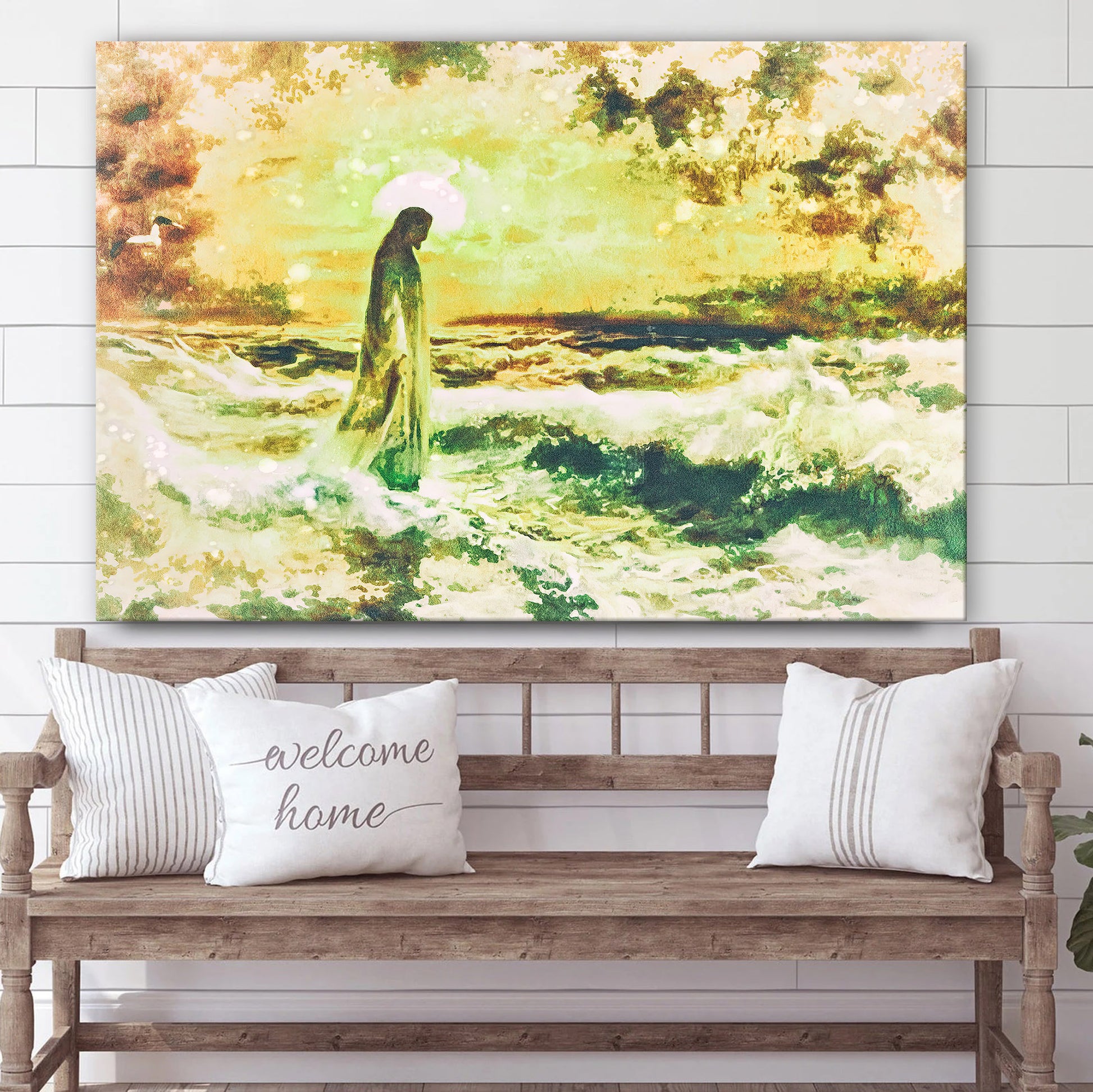 Jesus Walks On Water Painting Canvas Wall Art - Jesus Portrait Picture - Religious Gift - Christian Wall Art Decor