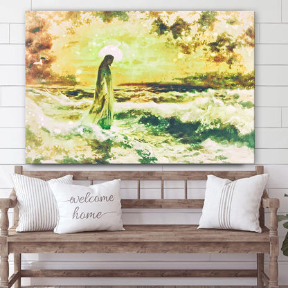 Jesus Walks On Water Painting Canvas Wall Art - Jesus Portrait Picture - Religious Gift - Christian Wall Art Decor