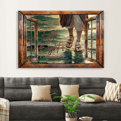 Jesus Walks On Water, Walk By Faith Not By Sight Wall Art Canvas - Religious Wall Decor