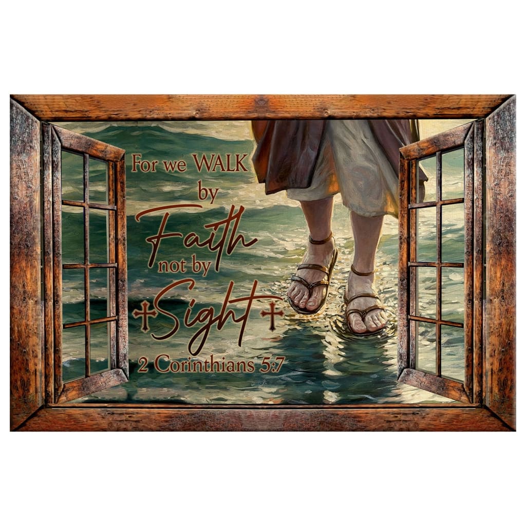 Jesus Walks On Water, Walk By Faith Not By Sight Wall Art Canvas - Religious Wall Decor