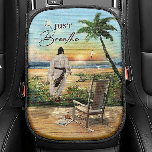 Jesus Walks Sunflower Field Seat Box Cover, Today I Choose Joy Car Center Console Cover, Christian Car Interior Accessories